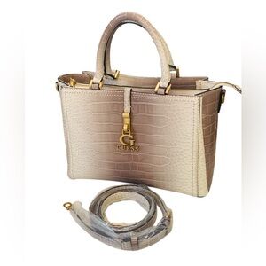 *NWOT* GUESS G James Girlfriend Beige Ombre Crocodile Embossed Satchel